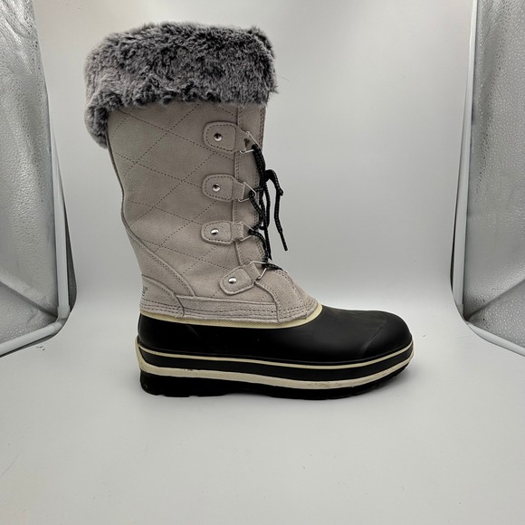 Khombu Gray Faux Fur Tall Winter Snow Boots‎ Men's Size 8- Lace Up Quilted Warm - Picture 3 of 9